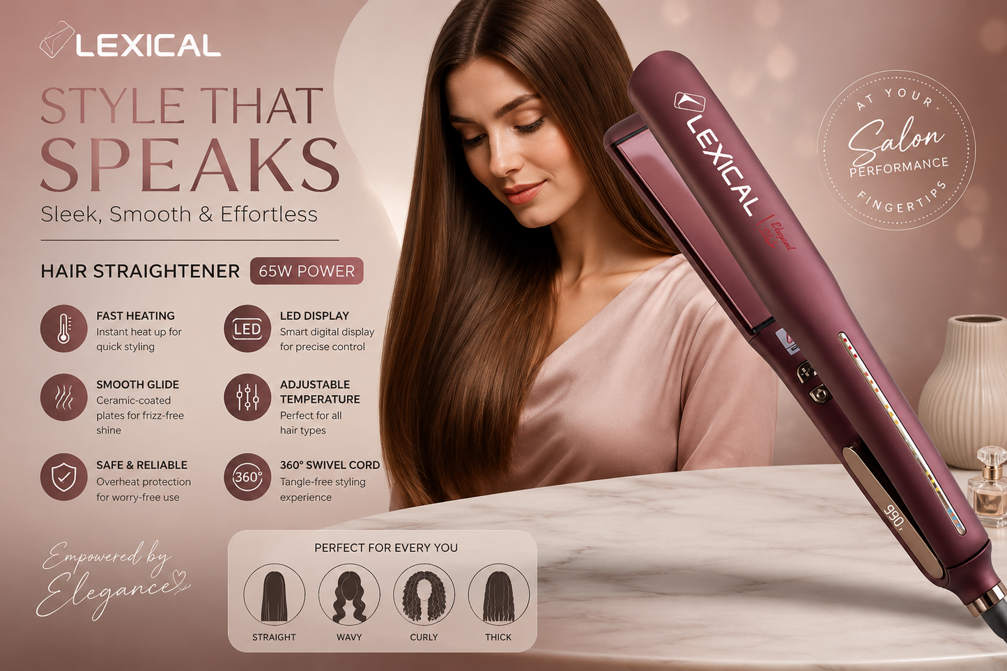 Lexical 65W Professional Hair Straightener